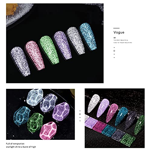 HeniUy 6 PCs Diamond Gel Achance Conjunto, Pink Green Green Mergulhe o esmalte de gel de unha, esmalte de gel glitter com 6