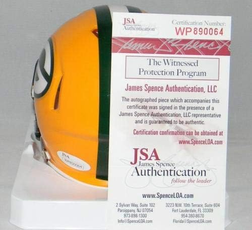 Aaron Jones autografado assinado Green Bay Packers Speed ​​Mini capacete Beckett - Mini capacetes da NFL autografados