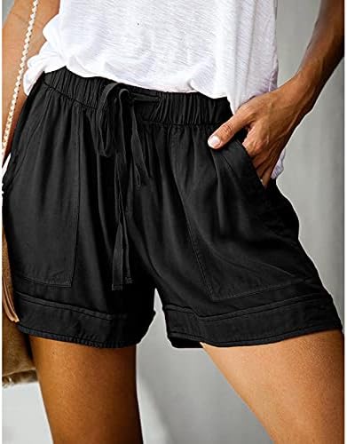 Shorts para mulheres confortáveis ​​cinturas elásticas casuais de cordão