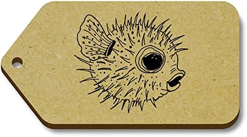 10 x 'Pufferfish' 66mm x 34mm Tags de presente