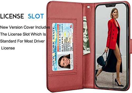 Caixa da carteira Tekcoo Compatível com iPhone 12 / iPhone 12 Pro 2020 ID de luxo Id Slots de cartão de crédito Corrente de
