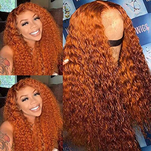 MissJay 22 polegadas 13x6 Ginger laranja HD transparente perucas dianteiras humanas Cabelo de onda profunda perucas de cabelo humano