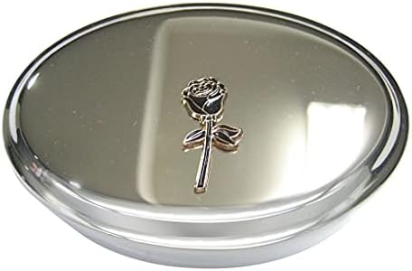 Black Rose Flower Oval Tinket Jewelry Box