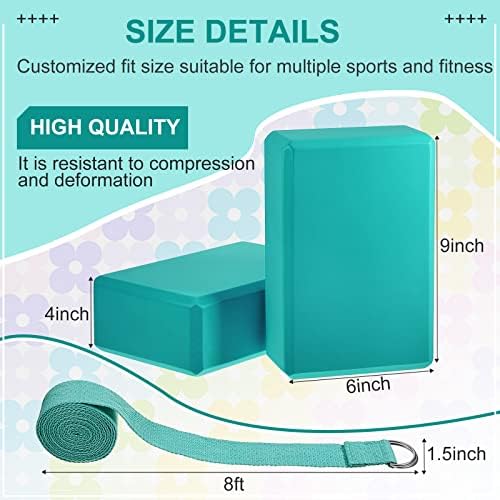 18 PCs Bloco de ioga e cinta de ioga Conjunto 12 PCs 9 x 6 x 4 polegadas Soft Non Slip Blocos de espuma de ioga e 6 PCs 8 pés ioga tiras para exercícios Pilates Streting Workout Fitness, cores variadas