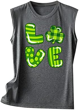 Camisa engraçada de tanque de trepôs do Tops feminino para Saint Patricks Party ST Party Green Shamrock Sleeseless Casual Tank