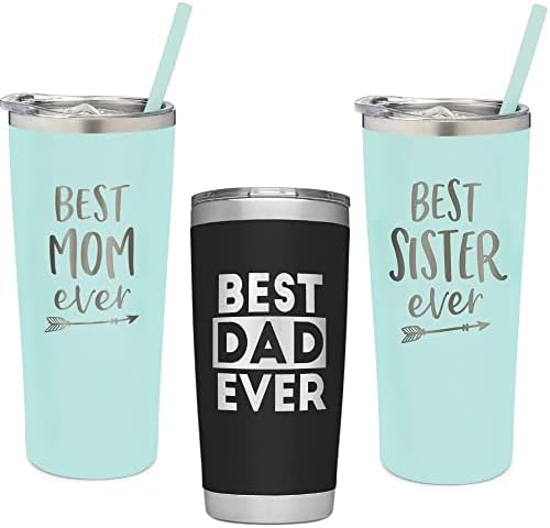 Melhor mãe e pai e irmã Ever - Stopless Aceleless Acele Isoled Tumbler Presente - Canecas de café personalizadas - Presentes de aniversário
