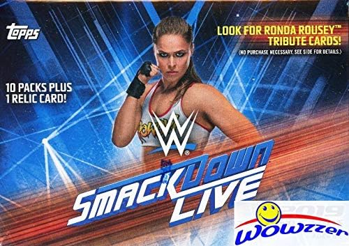 2019 Topps WWE SmackDown Live! Caixa de varejo selada de fábrica exclusiva com cartão de relíquia! Procure cartões e autógrafos