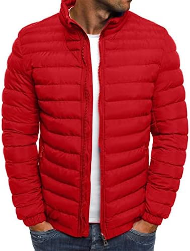 Casaco masculino, casacos de manga longa de tamanho grande, homens que tendem ao inverno ativo Alto pescoço Jaquetas de zíper se encaixam em cores sólidas