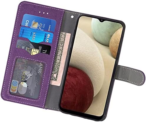 ASUWISH compatível com a caixa da carteira Samsung Galaxy A12/M12 e protetor de tela de vidro temperado Flip Flip Folio Crédito Titular