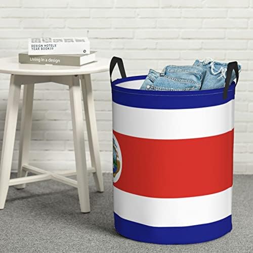 Costa -riquenha bandeira cesto cesto circular cesto dobrável para cesto de banheiro no quarto