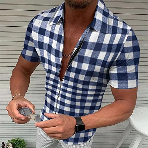 Xxbr camisetas xadrez para homens, 2022 Novo Summer Men's Checked Shirt Button Down Business Business Casual Tops Fit Fit