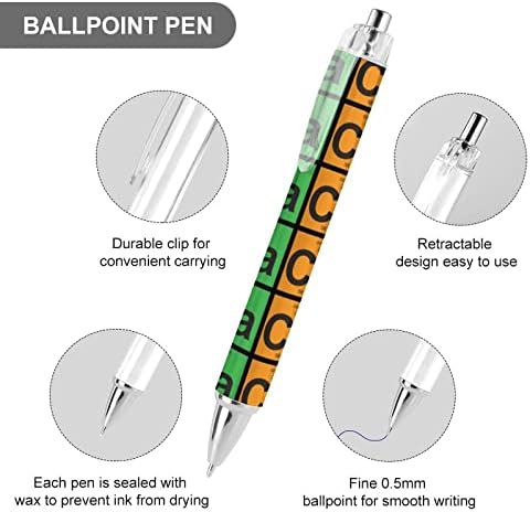 Tabela taco-periódica de elementos caneta estampada de caneta retrátil Ponto de bola 0,5 mm canetas de tinta azul escrita lisa para