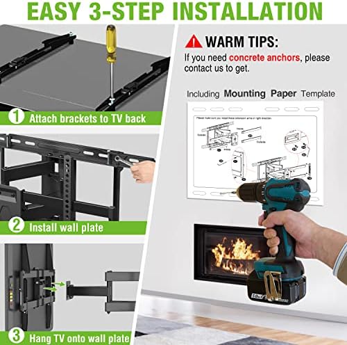 USX MOUNT UL Listado Montagem de parede para 42 -80 TVs, encaixes 16 18 ou 24 Studs, suporte de parede de parede