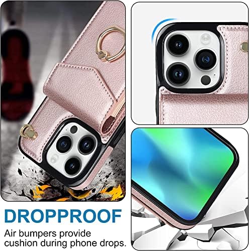 Caixa da carteira de iotup para iPhone 14/14 Plus/14 Pro/14 Pro Max, capa de couro premium de couro com slots de cartão de anel