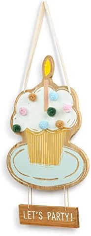 Demdaco Let's Party Cupcake Woodgrain 22 x 14 Fir Wood Door Sign