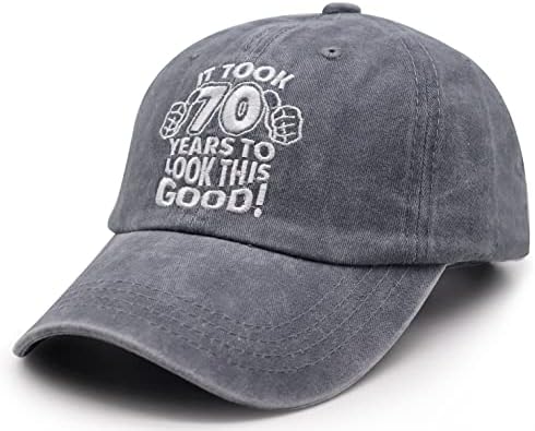 Presentes de aniversário de 70 anos vintage, boné de beisebol, chapéus de algodão lavado ajustável e engraçado para homens