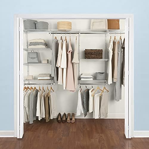 Kit de armário FastTrack Rubbermaid, branco, 6-10 pés. & Configurações Kit de armário de luxo, branco, 4-8 pés, Kit de prateleiras