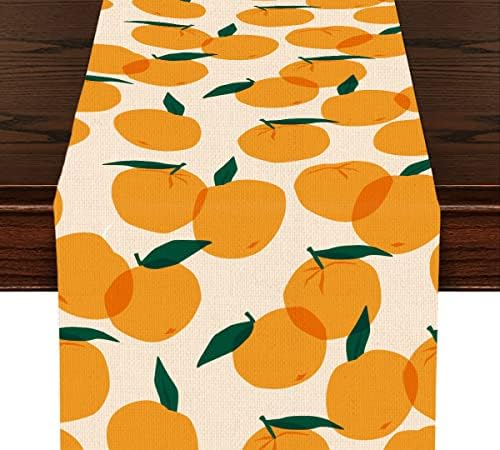 Corredor de mesa de impressão botânica de frutas em aquarela, decoração de mesa de jantar de cozinha, decoração de limão laranja corredores de mesa de mesa para casa de festas de aniversário de férias em casa ao ar livre, 13 x 71 polegadas