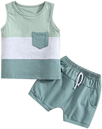 Zyhwshine infantil infantil shorts de verão de menino definido com o colete de bolso de colorida e shorts casuais 2pcs
