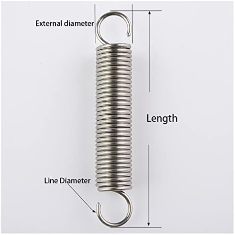 Pressão da mola de hardware 304 Sus mola de tensão, comprimento 70-120mm, diâmetro do fio 0,6 0,7 mola de tensão de 0,8