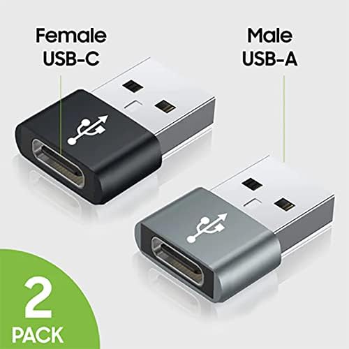 Usb-C fêmea para USB Adaptador rápido compatível com o seu Motorola Moto G7 para Charger, Sync, dispositivos OTG como teclado, mouse,