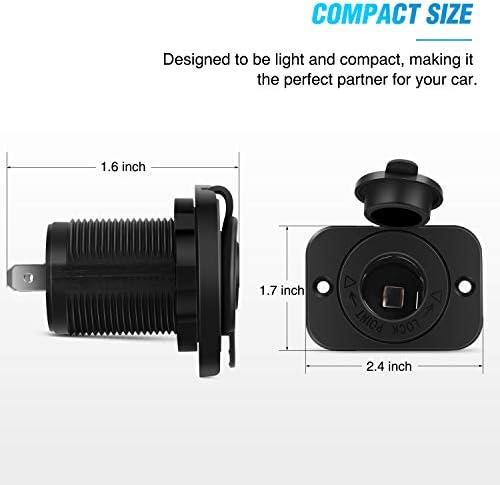 Nilight 2 Pack Car Cigarette Socket Socket DC 12V Substituição do adaptador de saída à prova d'água com fios e parafusos