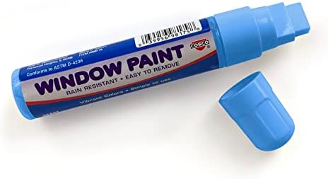 Marcador de tinta da Cosco Window com ponta de 9/16 , facilmente removível em superfícies não podres, azul