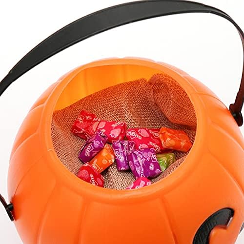 Balde de abóbora de Halloween de Halloween CLISPEED 17cm Halloween Pumpkin Candy Bucket para crianças truques portáteis ou tratamento