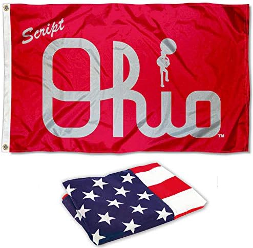 Bandeira de Nylon da Universidade Estadual de Ohio e conjunto de bandeira dos EUA 3x5