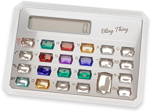Calculadora de bolso de prata de pedra preciosa | Diversão fofa encantadora | Função básica compacta grandes botões coloridos