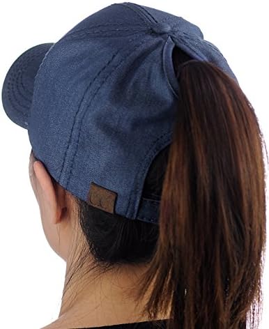 C.C PonyCap Messy High Bun Ponytail Capt de beisebol de algodão ajustável