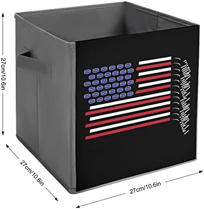 Bandeira americana feita com bastões de hóquei caixas de armazenamento colapsível Cubos Organizer Trendy Fabric Caixas de armazenamento