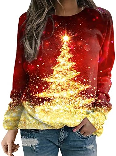 Crewneck Spandex roupas adolescentes garotas de manga comprida Festival de Natal Roupas casuais Sweatshirts Mulheres Gy