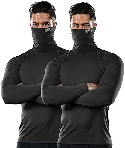 Drskin 2 ou 1 pacote de máscara masculina masculina camisetas de compressão Top Sports de manga longa Baselayer Running
