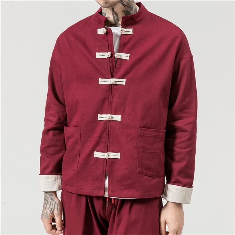 Xinfeiyue Men estilo chinês hanfu tampa as calças de jaquetas étnicas tradicionais calças de linho de algodão Roupas orientais