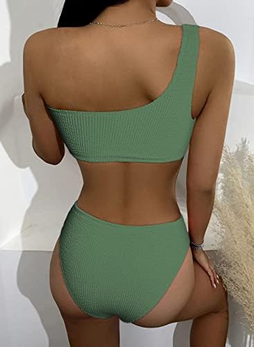 ASTYLISH WOMENS DOIS PEÇAS Biquíni One ombro Bandeau de roupas de banho acolchoadas de alta corte