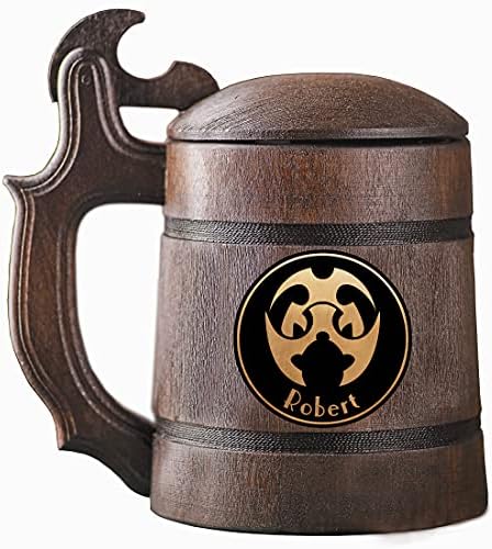 Planescape Revolucionary League Caneca. Presente para jogador de madeira tanque. Beer Stein. Caneca de cerveja de madeira personalizada