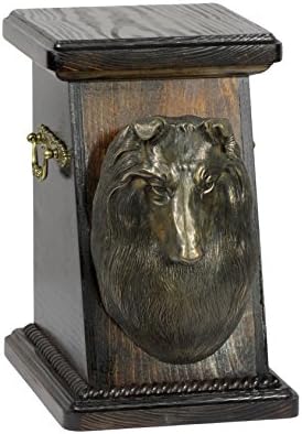 Sheltie, Shetland Sheepdog, Memorial, Urn for Dog's Ashes, com estátua de cachorro, Artdog