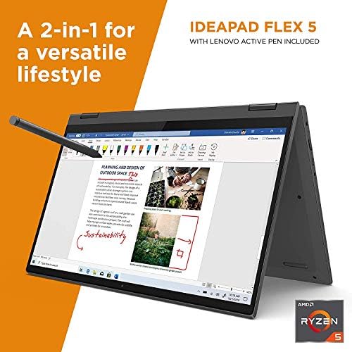 2022 Lenovo Ideapad Flex 5 14 Crega sensível ao toque 2 em 1 AMD Ryzen 5 5500U 6 CORES 16GB DDR4 256 GB NVME SSD RADEON