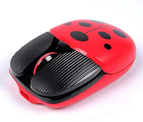 Elec Space Bluetooth Wireless Mouse, Mouse de mouse sem fio de joaninha de animal fofo, mouse de computador Bluetooth com cabo de carga, ratos mudo de 2,4g com receptor USB para laptop computador de computadores PC tablet