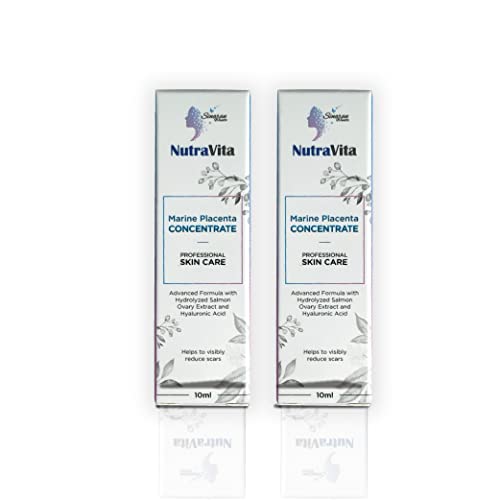 2x Nutravita Marine Placenta Concentrada 10ml | Remoção avançada de cicatriz com ingredientes marinhos naturais | Absorção rápida | Eficaz para acne, lesão, cirurgia | Resultado visível em 30 dias