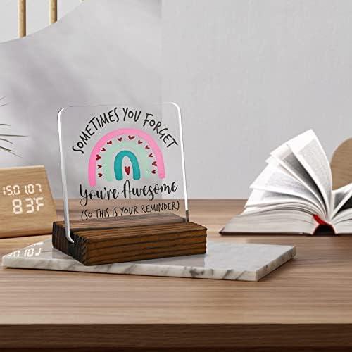 Presentes inspiradores para mulheres, presentes de incentivo para o melhor amigo, placa decorativa de mesa clara, decoração