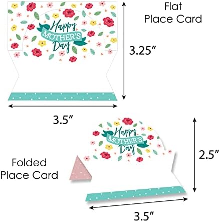 Big Dot of Happiness Colorful Floral Feliz Dia das Mães - Adoramos a mãe do Buffet Buffet Cartão - Configuração da tabela Cards Places - Conjunto de 24
