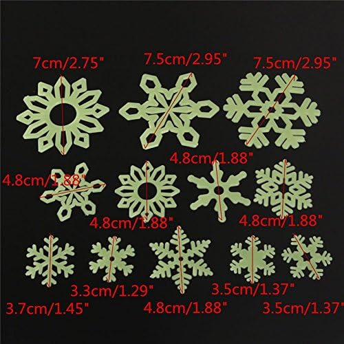 Adesivos de parede de 12 pcs brilho de teto de floco de neve no decoração de decoração de casa de garotos escuros,