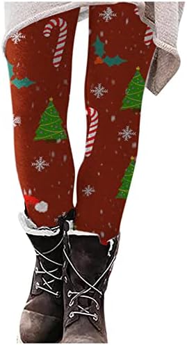 Perneiras de Natal feias para mulheres fofas de boneco de neve festejo de férias de férias calças calças altas cintura de inverno de fundo térmico