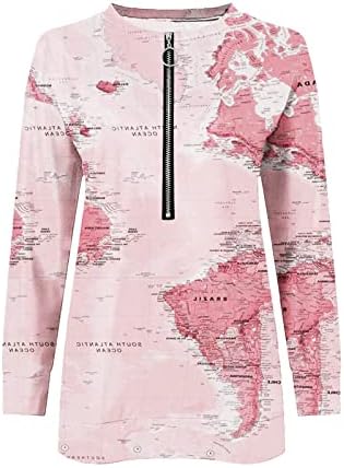 Camisas de manga longa Hoxine para mulheres blusas coloridas tops cutilosos casuais 1/2 zip vullover tampo túnica solta túnica