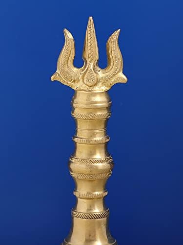 Índia Exótica de 7 Brass Trishul Ritual Handheld Bell - Brass