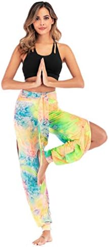 Honeystore feminina tie tingra de ioga calça alta cintura letra de moletom hippie solta