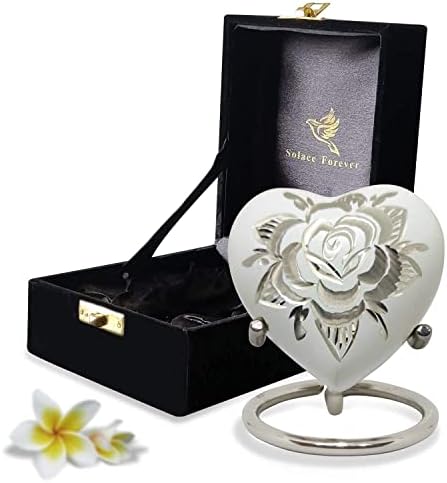 Urna de lembrança do coração branco - mini cremação de coração urna para cinzas humanas - caixa premium with Heart Urn Stand