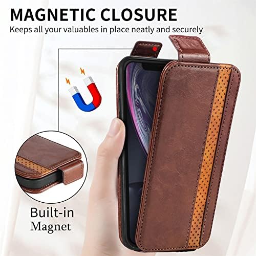 Capa de capa de telefone compatível com a capa da carteira iPhone XR, capa de flip com capa de telefone magnética de kickstand,